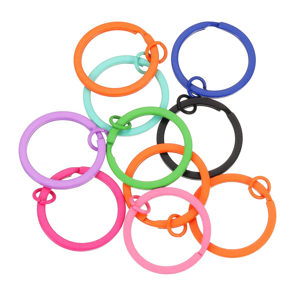 Split Keychain Ring 10Pcs Round Flat Key Holder with Open Jump Ring, Multi Color