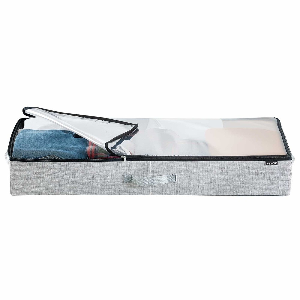 VEVOR Under Bed Storage 45L Stackable Shoes Organization Box Clear Lid 2 Pack