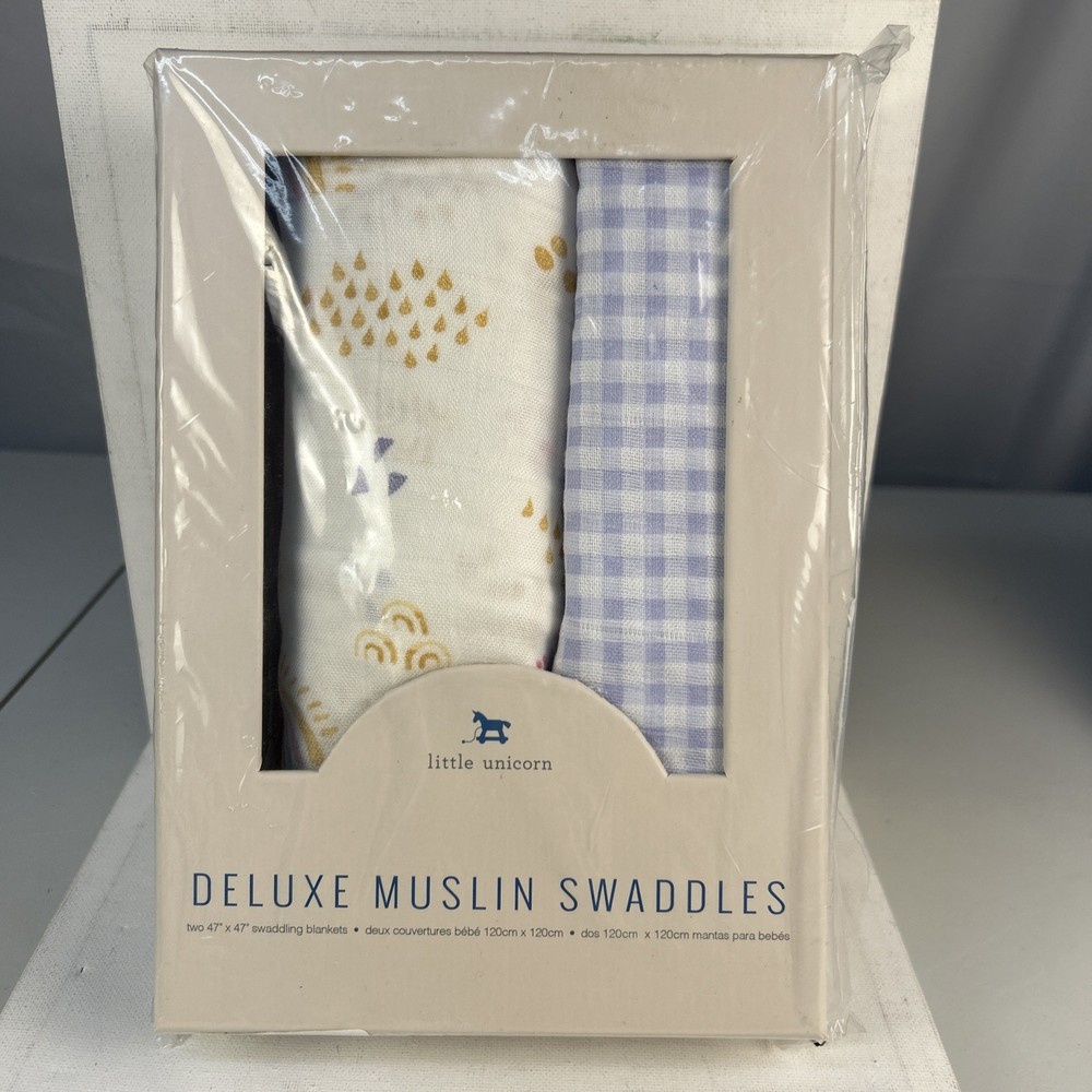 Little Unicorn Deluxe Muslin Swaddle 2-Pack Rainbow Gingham🟩
