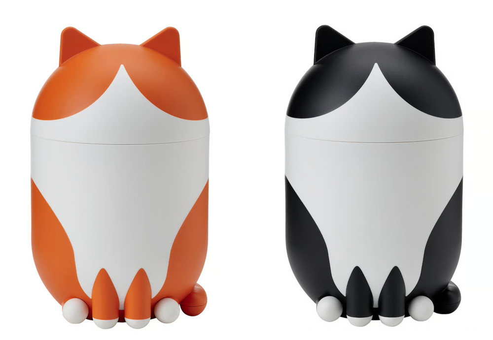 2x IKEA GREJSIMOJS Storage Box With Lid Cat Shaped Orange / Black / White
