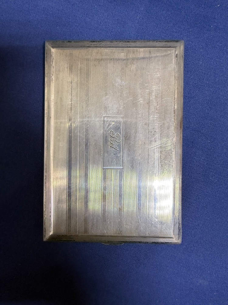 Art Deco Sterling Silver Cigarette Case 4.9 Troy Oz – Engine Turned Stripes