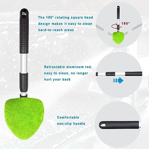 Car Windshield Cleaner, Microfiber Auto Cleaning Wiper with Green-Triangle