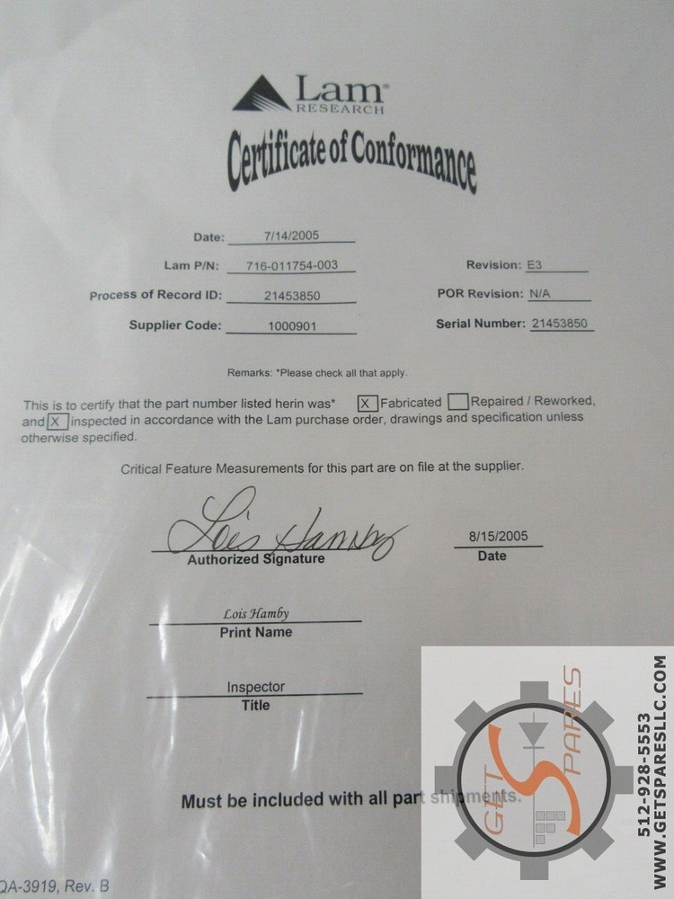 716-011754-003 / PLATE, LOWER BAFFLE, CERAMIC DEGREASE SUPLR / LAM RESEARCH