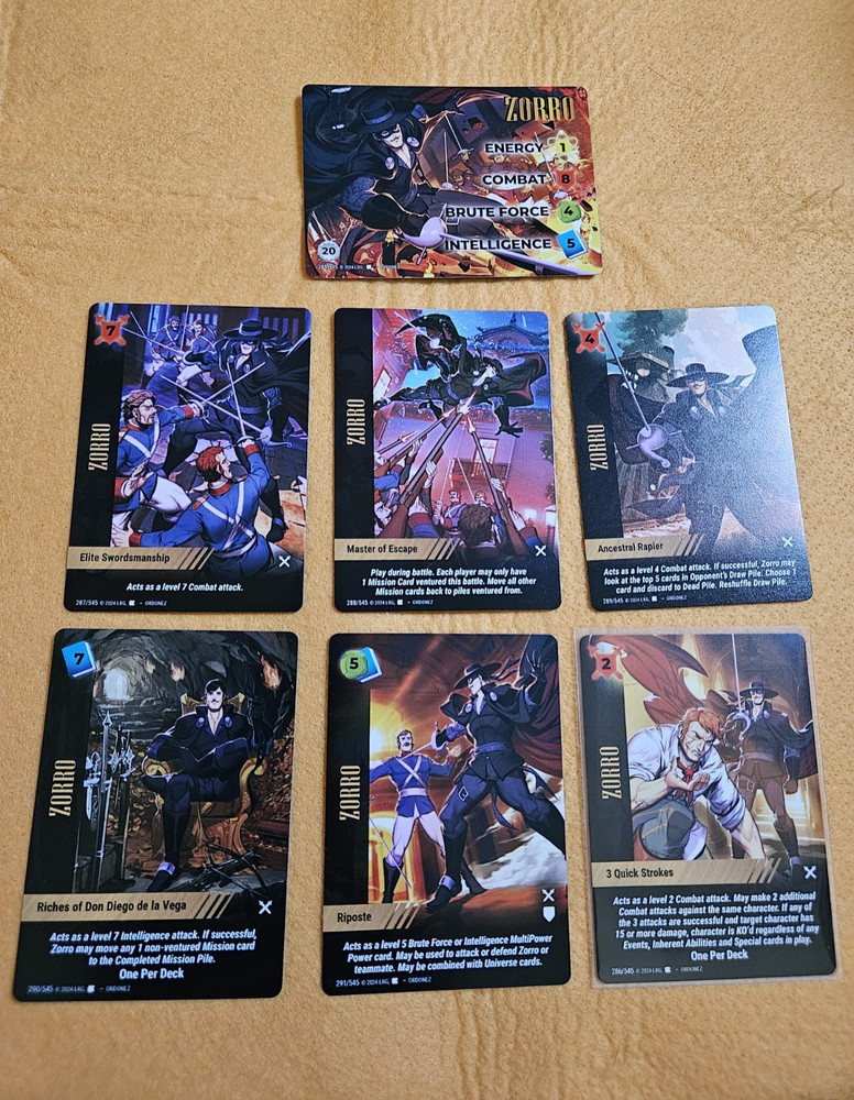 Overpower World Legends Kickstarter: Zorro Character Stack w/Uncommon