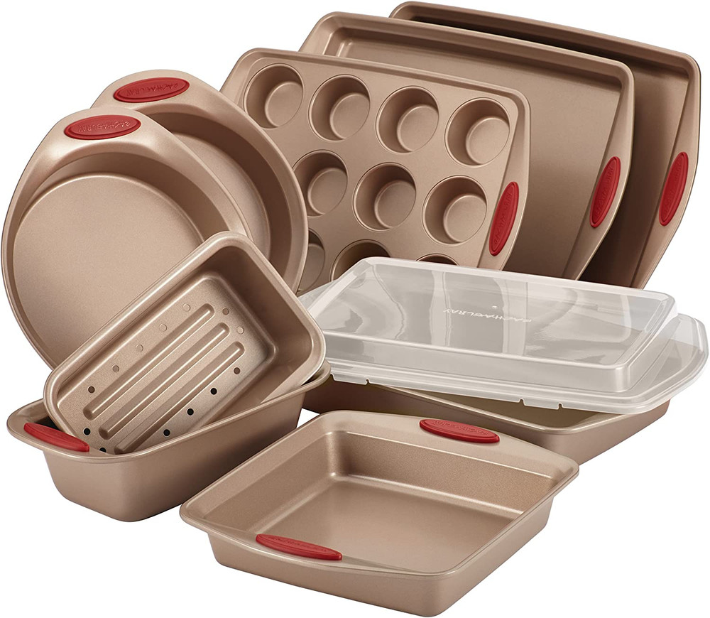Cucina Nonstick Bakeware Set Baking Cookie Sheets Cake Muffin Bread Pan, 10 Piec