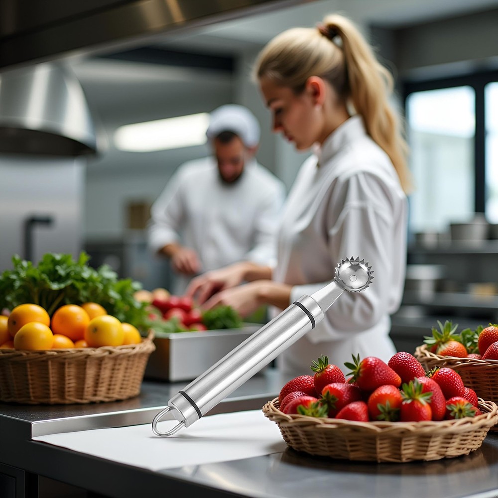 2Pcs Silver Strawberry Huller and Tomato Stem Corer Tool