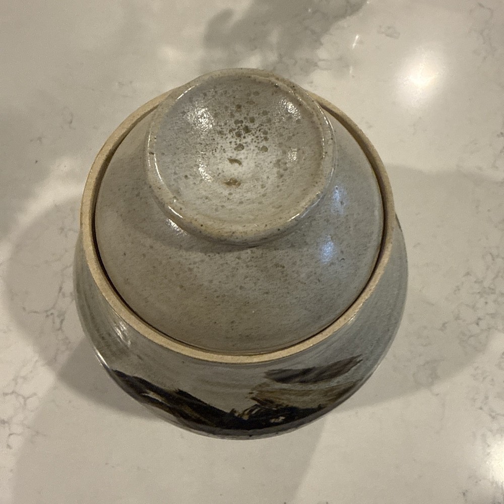 Vintage Studio Pottery Lidded Jar Signed “Gus” Hand Thrown Stoneware Tea Caddy