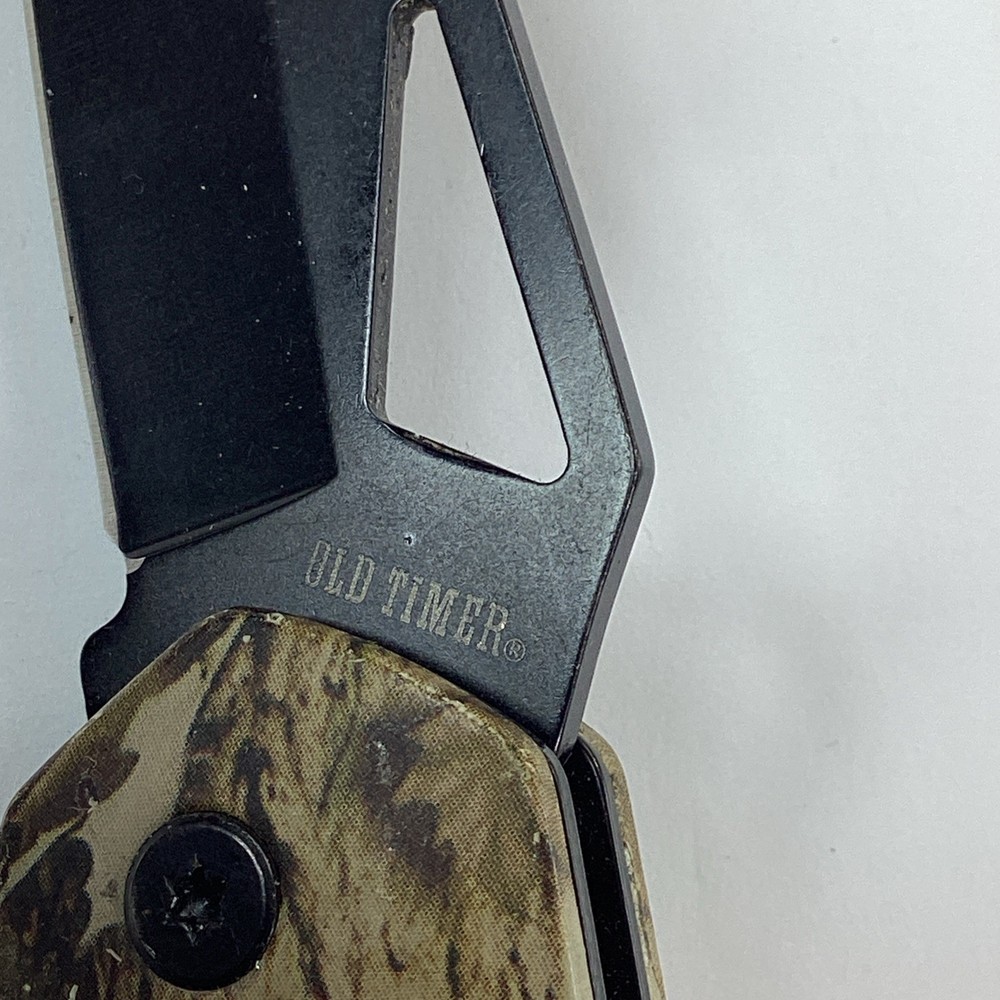 Old Timer Folding Pocket Knife Orange Treebark Camo