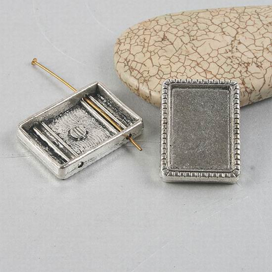 4pcs Tibetan Silver two holes picture frame /cabocho settings H0407