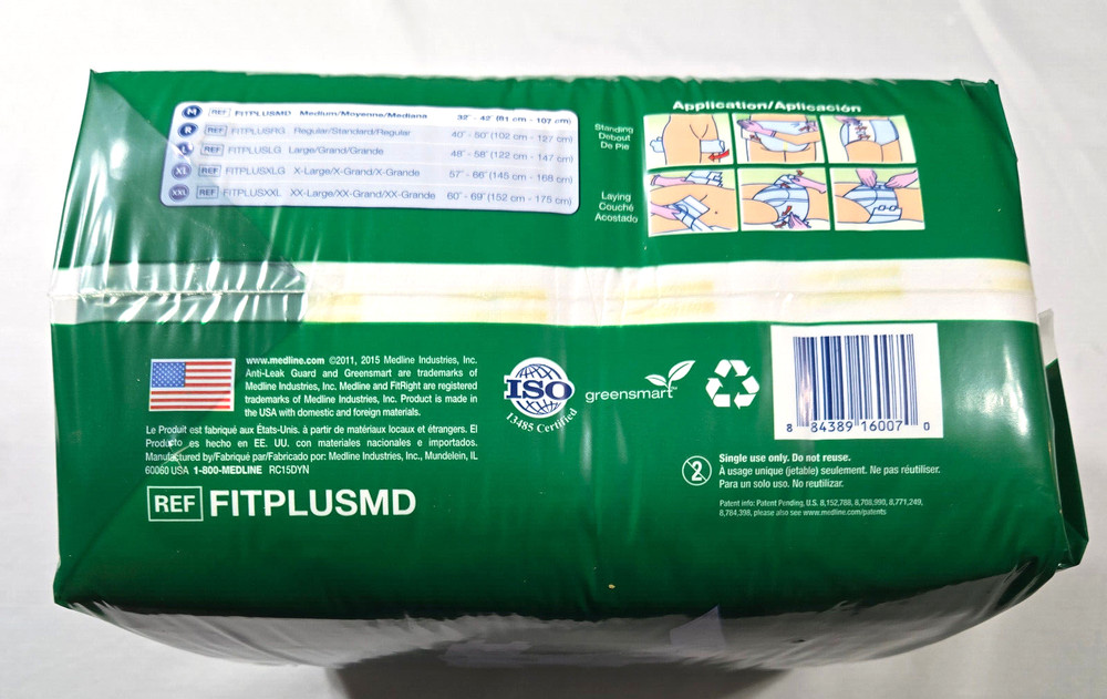 Fit Right Plus Briefs Size Medium 32"-42" Qty 20 per pack Performance Plus