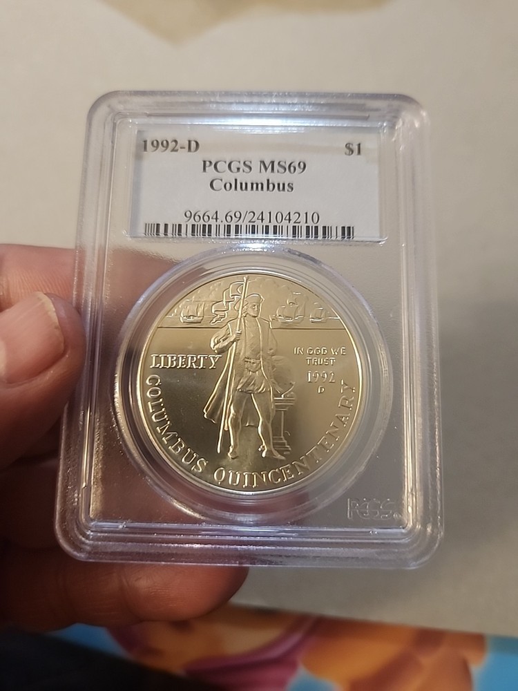 1992-D Unc SILVER COLUMBUS Commemorative Dollar PCGS MS69 BLUE LABEL
