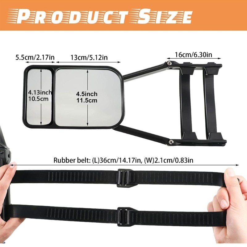 Clip-On Towing Mirror Adjustable Extendable Towing Mirror Dual View Mirror