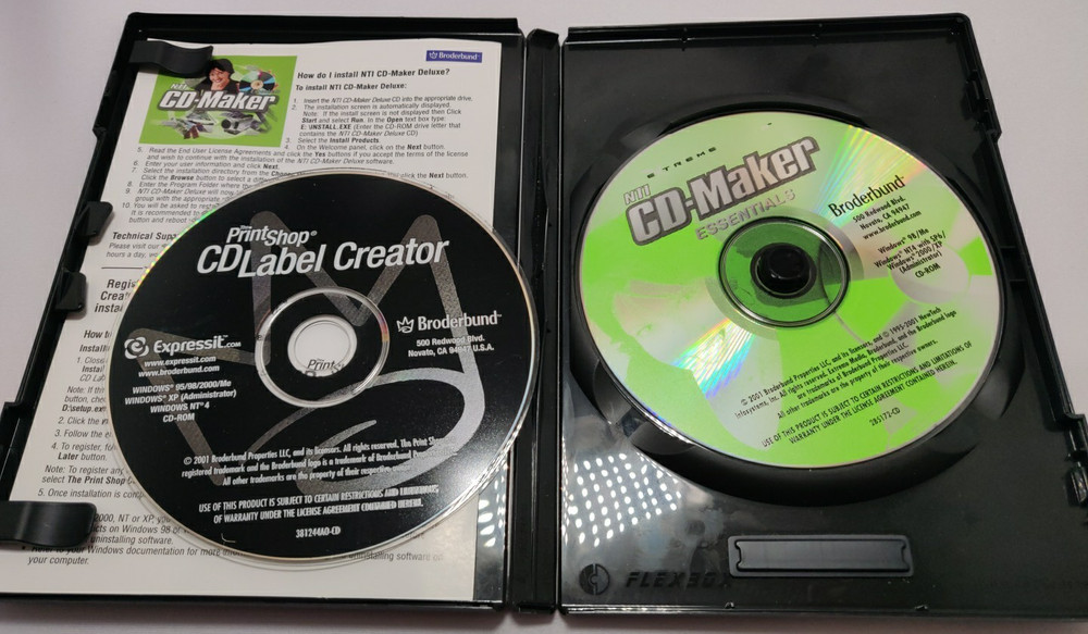 NTI CD-Maker Essentials / The Print Shop CD Label Creator MS/Win USED