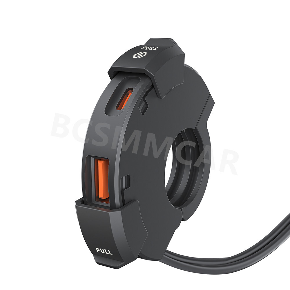 Fast Charging Motorcycle Phone Charger USB Type C Power Adapter Handlebar Mount