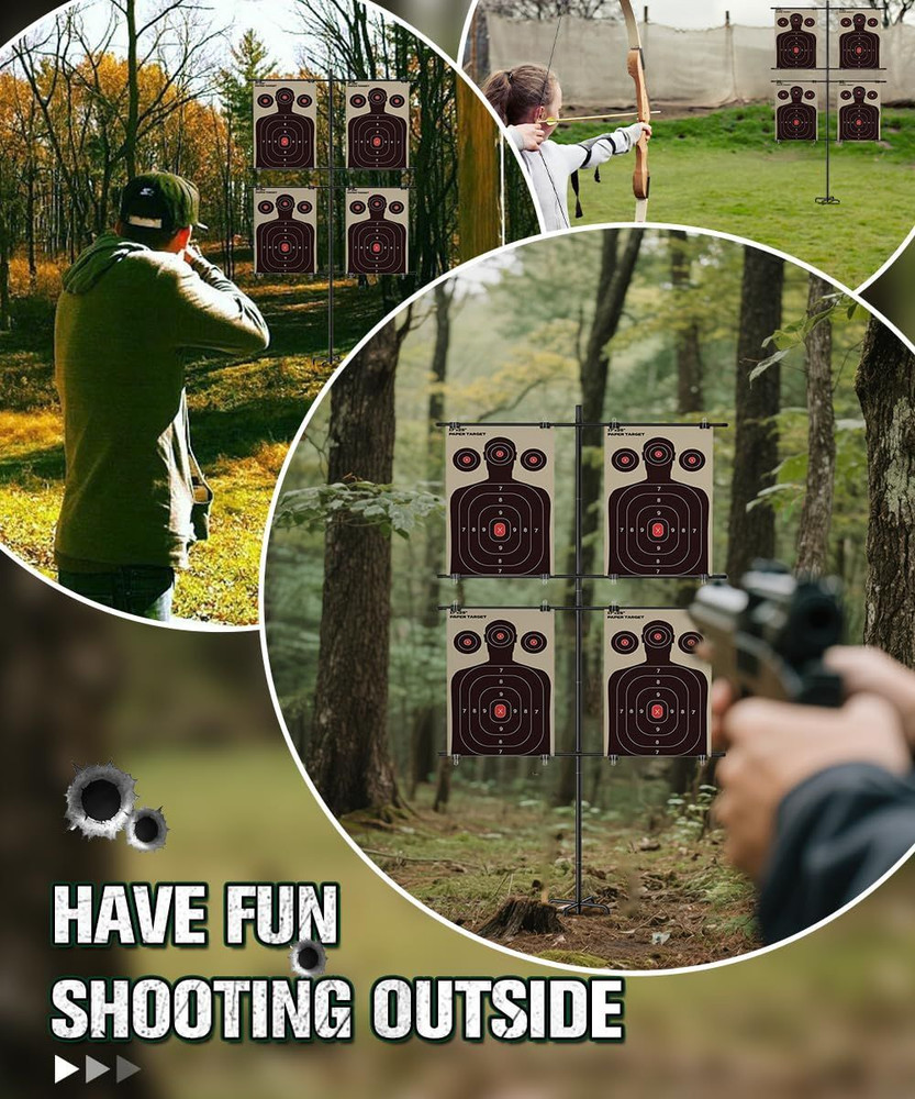 Adjustable 5-Prong Base Shooting Target Stand, Portable Medium, Black