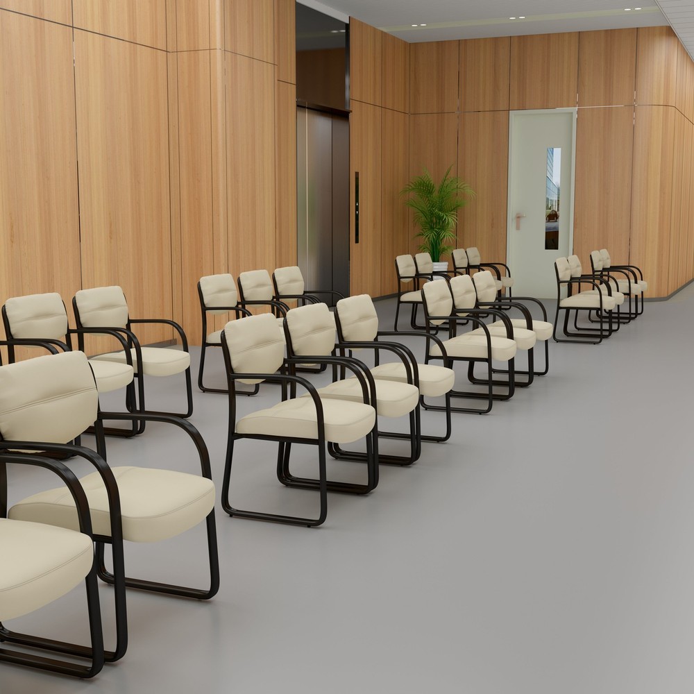 Boss Leather Sled Base Side Chair, Beige MODEL # B9529-BG