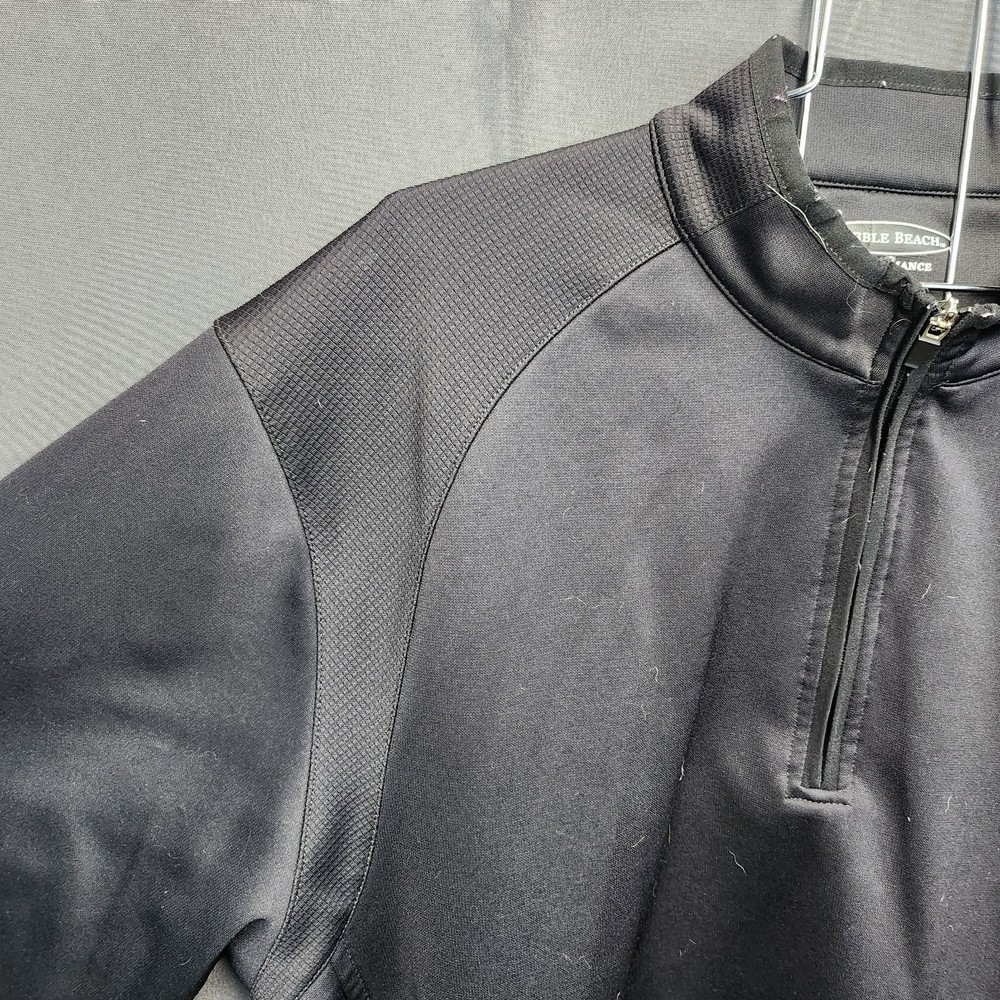 MEN’S Large PEBBLE BEACH PERFORMANCE Black PULLOVER GOLF JACKET Sweater Fleece