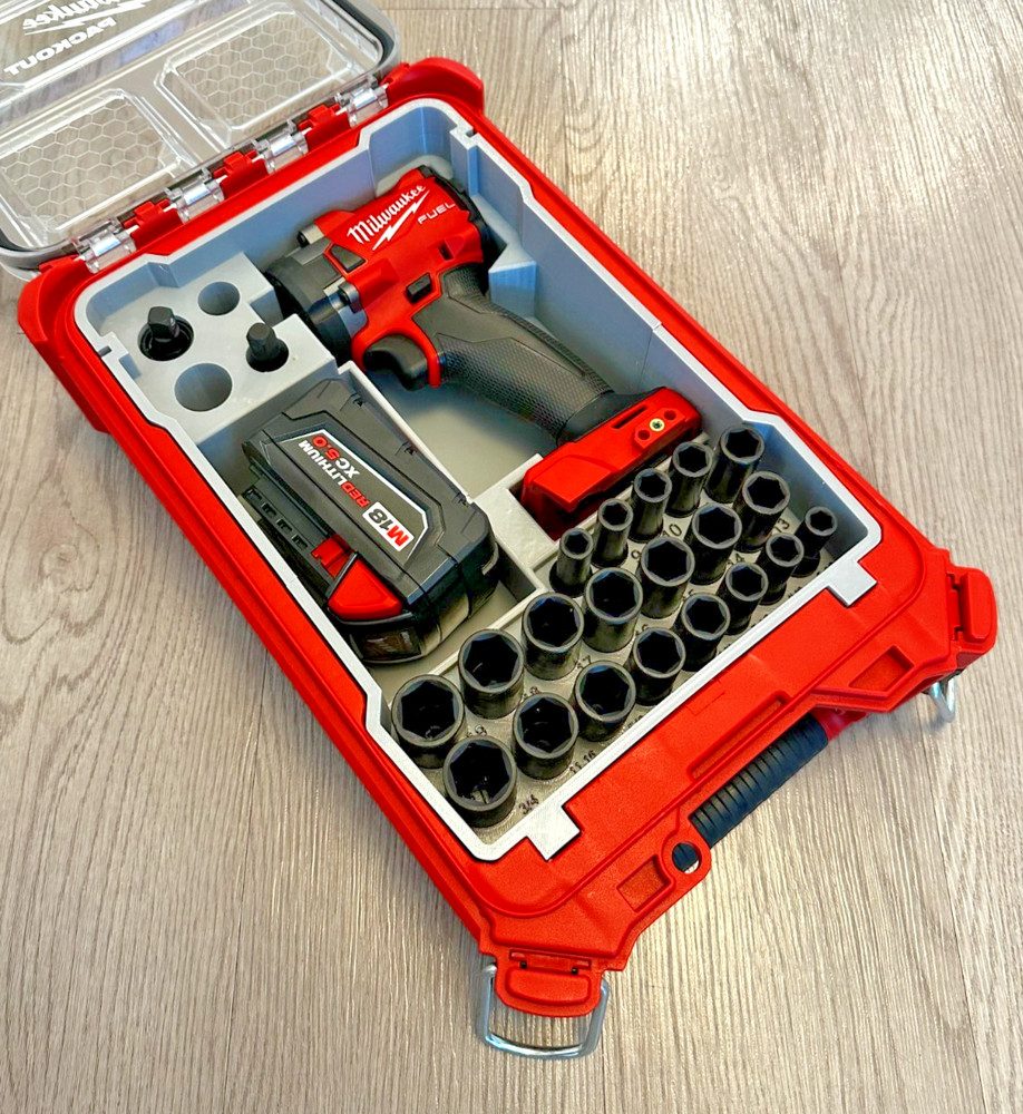 Milwaukee M18 3/8" Compact Impact PACKOUT Insert W/ Socket Organizer 3D