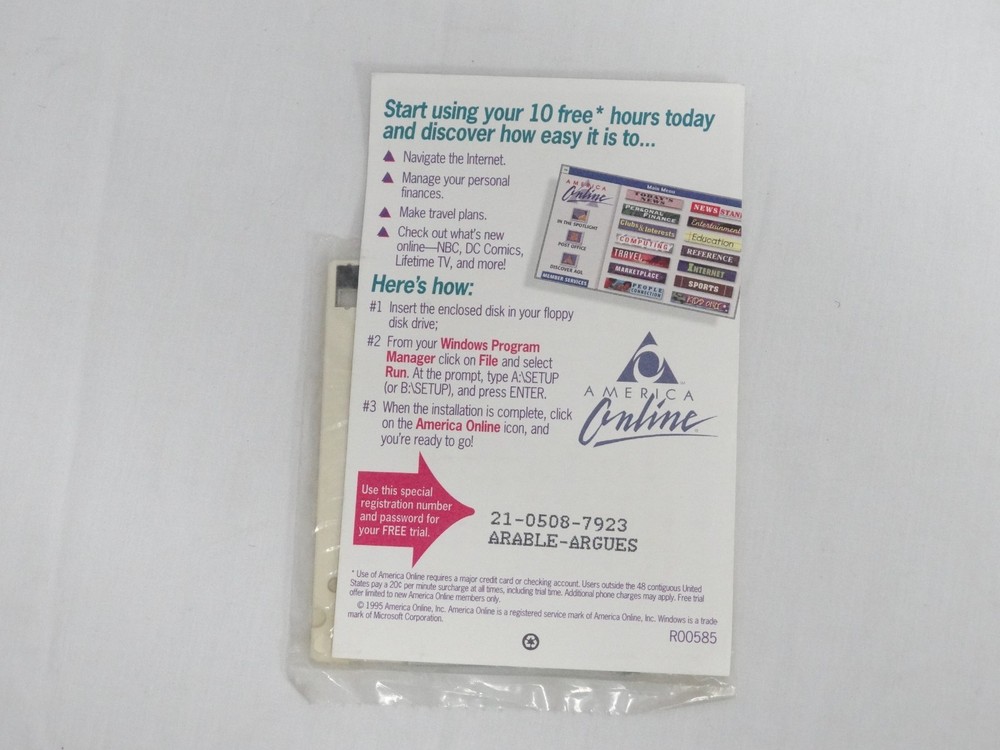 AOL America Online For Windows Version 2.5 Sealed 3.5” Floppy Disk
