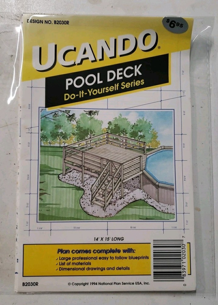 Ucando Pool Deck Plans B2030 R New In Package