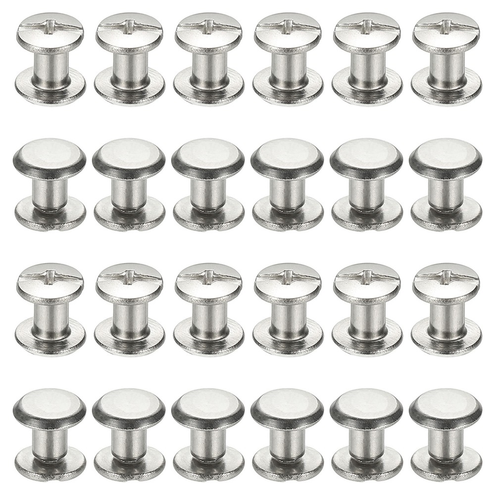 24 Sets Chicago Screws, 3x4mm(DxH) Phillips Binding Post Screw Rivets,Silver