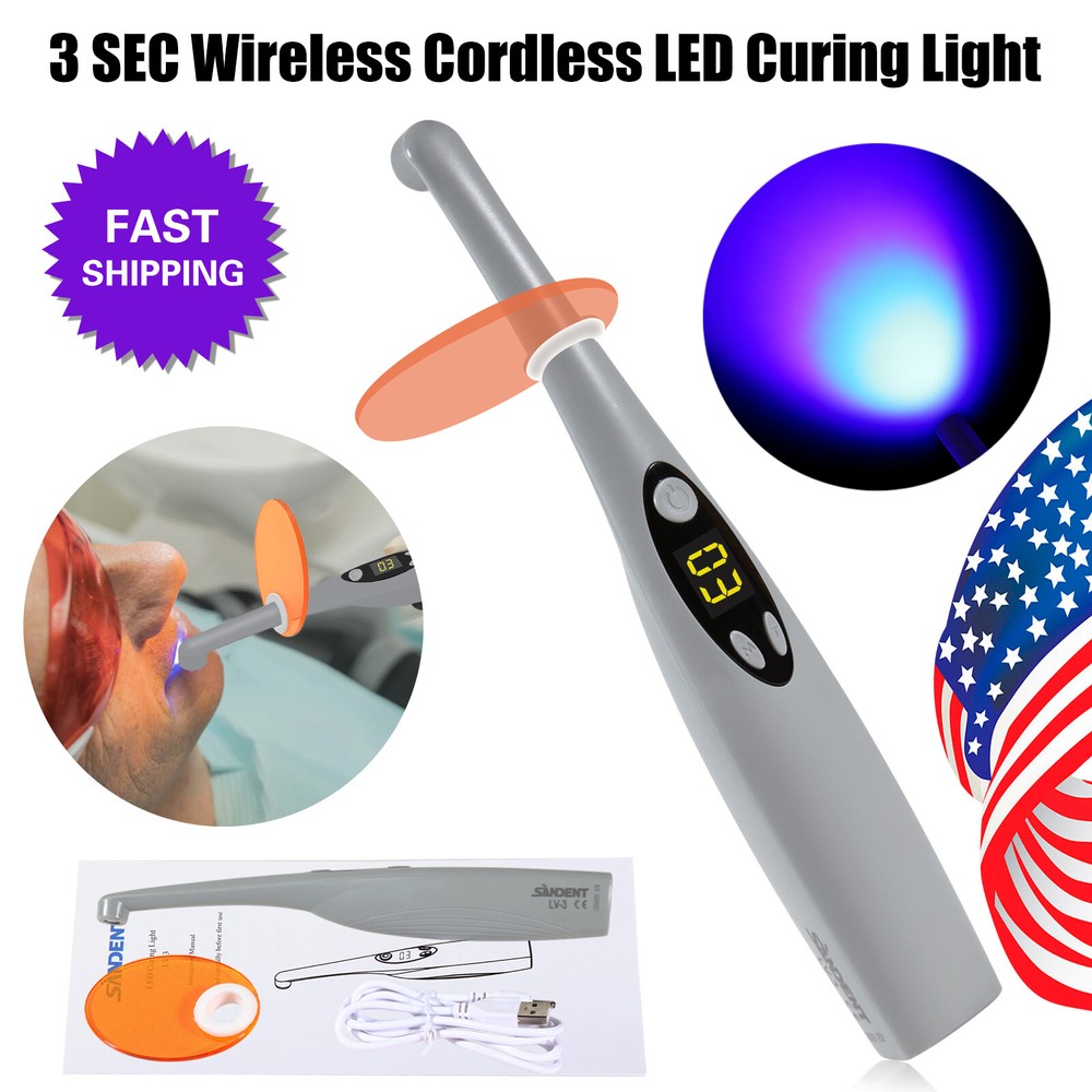 Dental Wireless Curing Light 3 Second Cure LED Lamp 2200MW 2 Modes