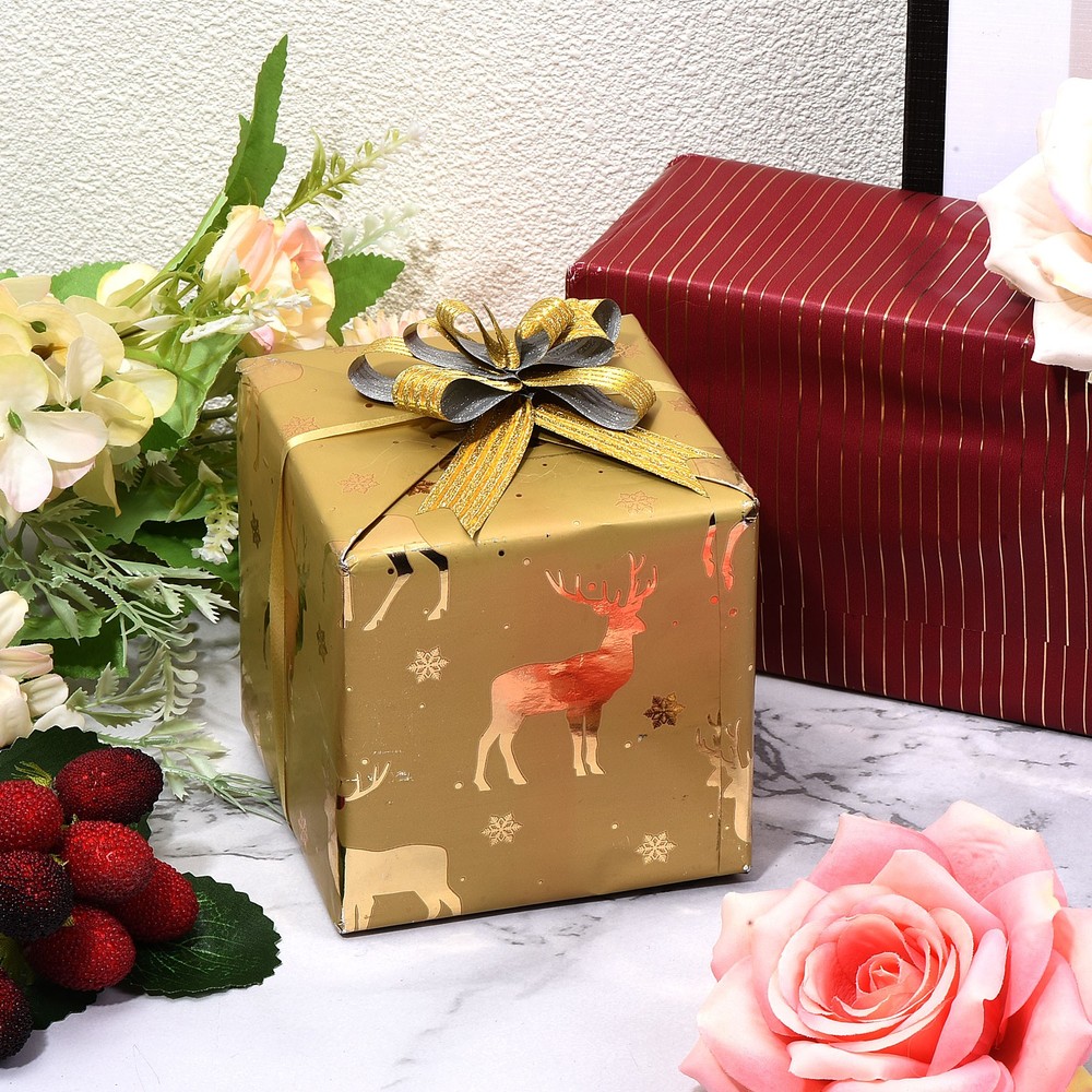 40Pcs 2" Pull Bows Present Wrapping String Bows Striped Style Ribbon Gold Tone