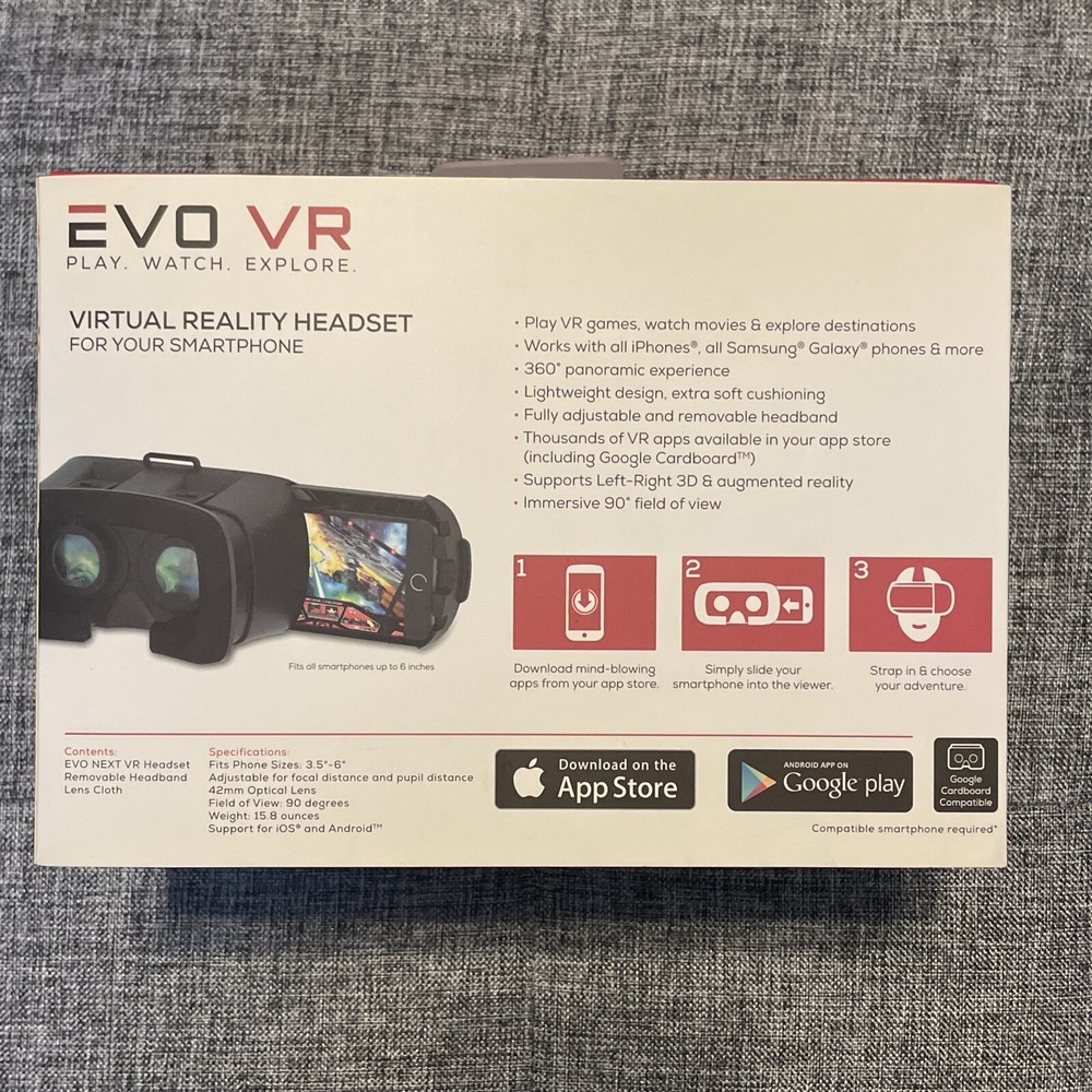EVO NEXT VR Virtual Reality Headset Smartphone MI-VRH01-101 Android/iPhone NEW