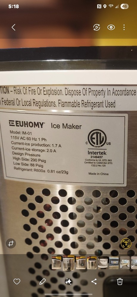 E EUHOMY IM-01 26lbs Countertop Ice Maker - Silver