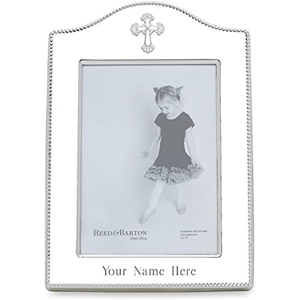 Reed & Barton Silverplated Engraved (Personalized) 4x6 Abbey Cross Frame