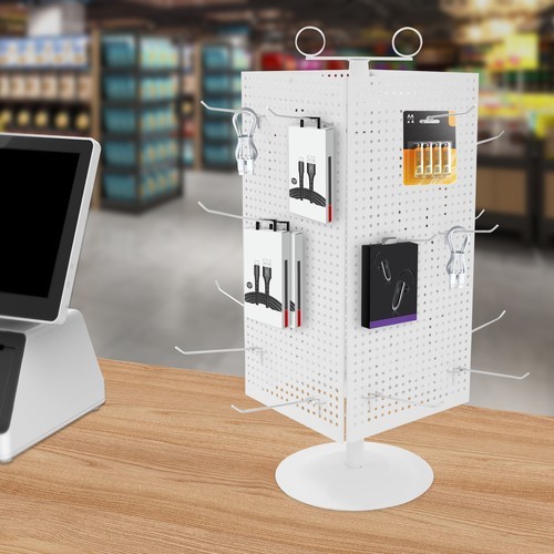 Display Stand, Perforated Panel Display Stand, 4-Sided Revolving Display Stand