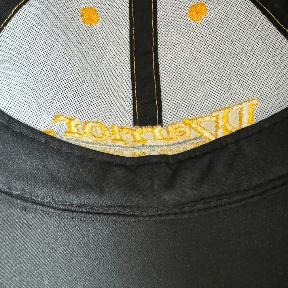 Warrior Custom Golf .com Baseball Hat Cap Stitched Black Yellow Strapback Cotton