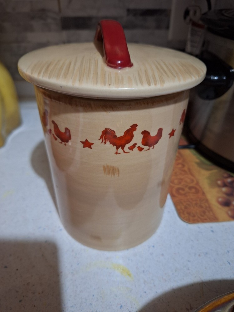 Antique Rooster Jar With Lid.