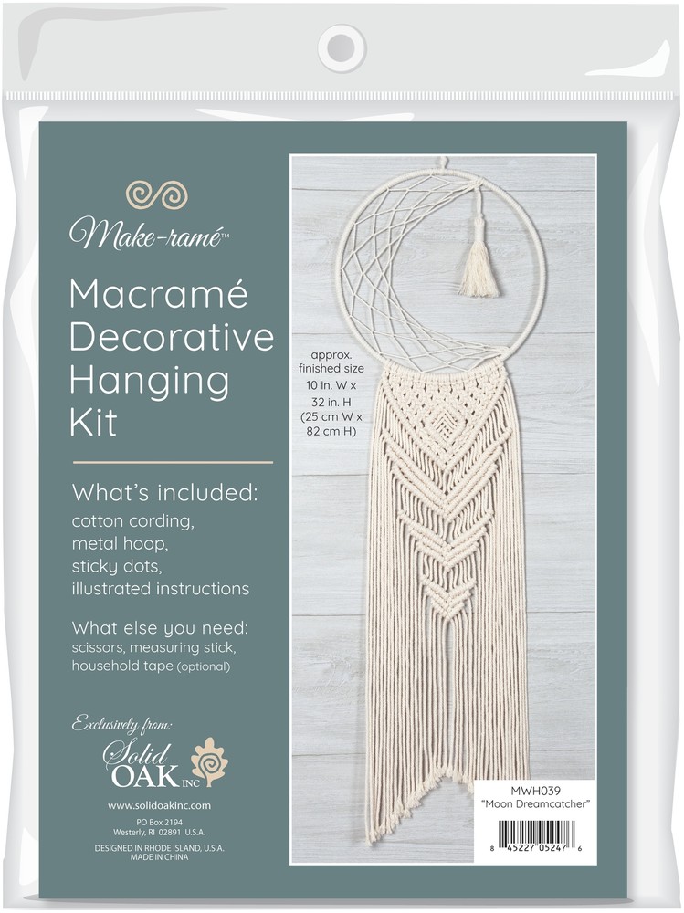 Solid Oak Macrame Hanging Kit-Moon Dreamcatcher (Pack of 1)