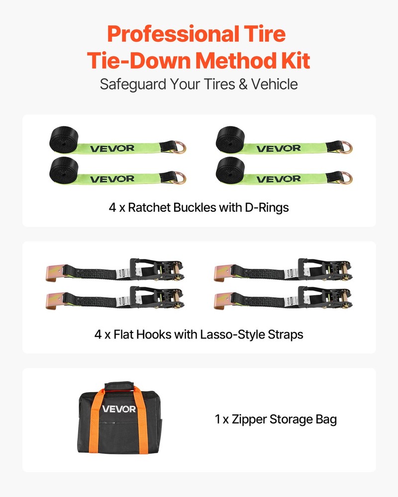 VEVOR Wheel Chock Tie-Down Kit with Flat Hook Break Strength 10009 lbs