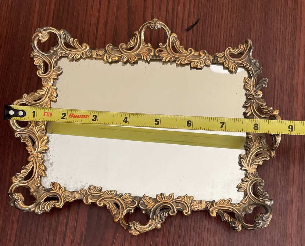 Gold Metal Ornate Framed Table Mirror