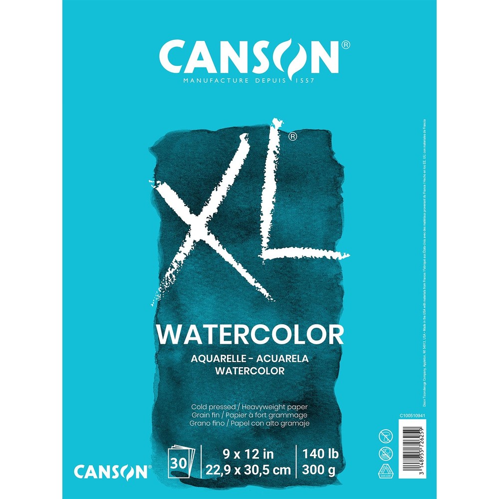 Canson 100510941 XL Series Watercolor Pad, 1 Pack, Multicolor