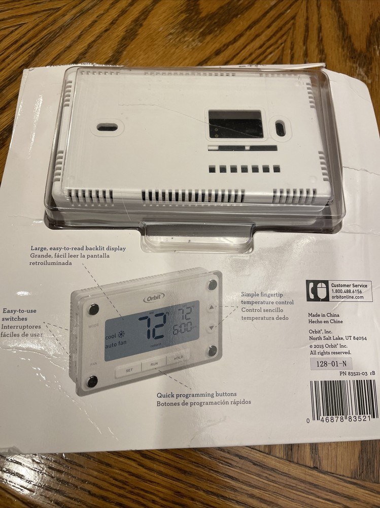 Orbit Clear Comfort Programmable Thermostat Heating Cooling 7 Day Easy To Read