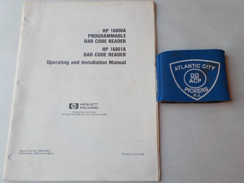 HP 16800A 16801A PROGRAMMABLE BAR CODE READER OPERATING AND SERVICE MANUAL