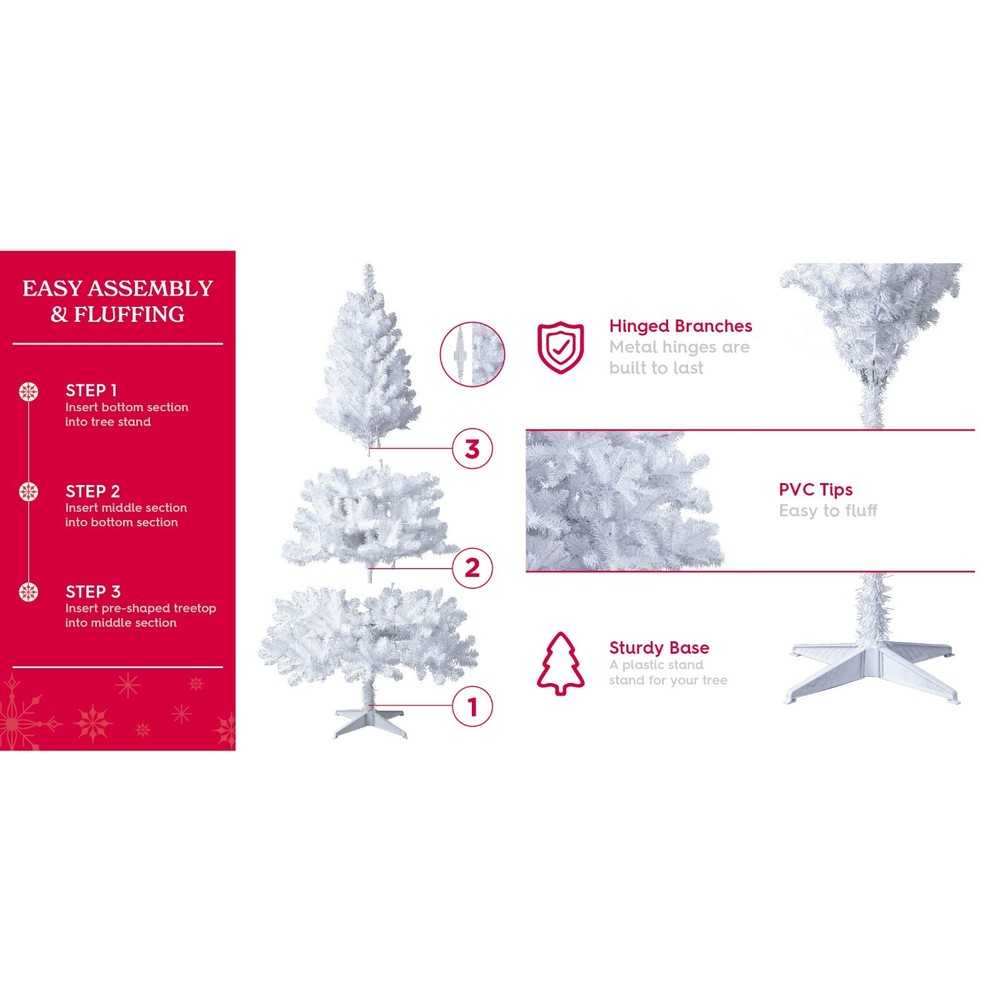 6.5' Pre-Lit White Madison Pine Christmas Tree Color-Changing Multi Lights