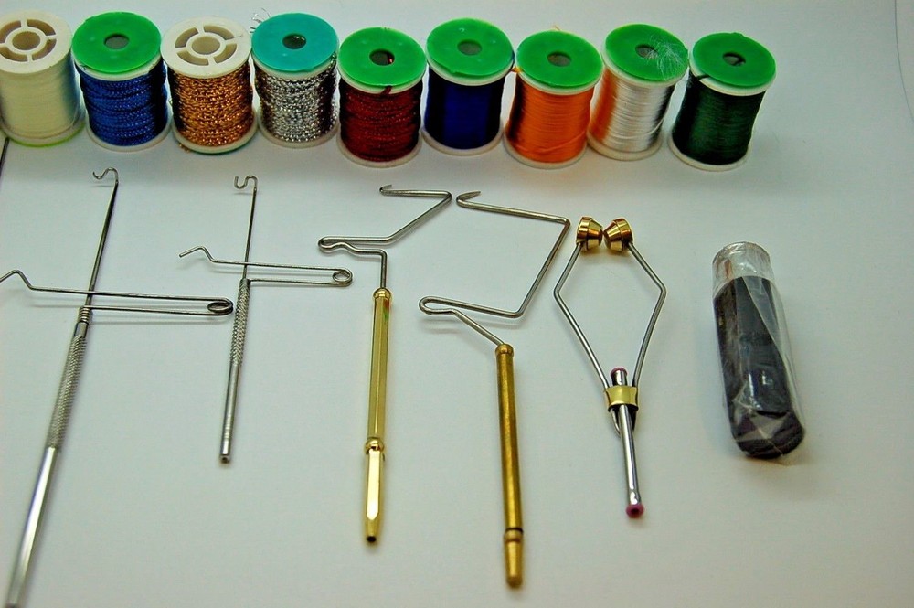 Fly Tying Tool and Material Kit, Floss, Tinsel, Thread, Whip Finisher, Bodkin