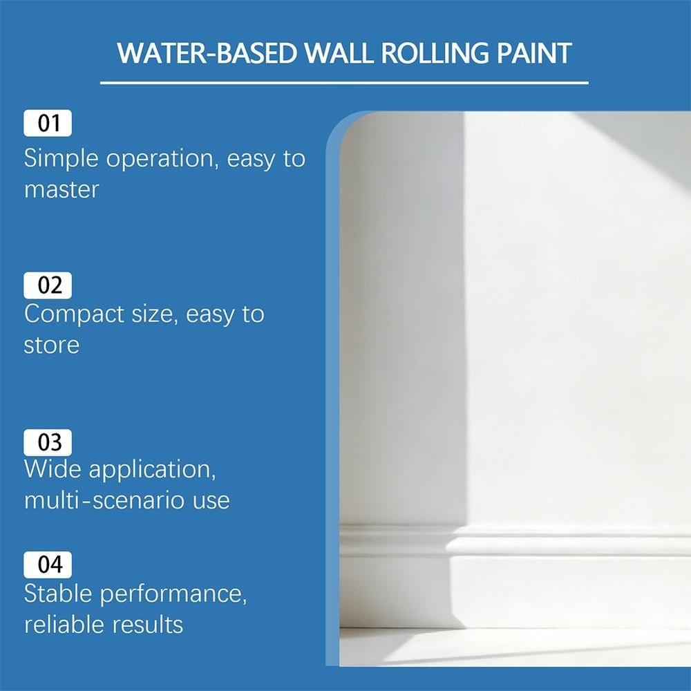 White Wall Paint Roller, Fast-Drying Water-Based Wall Repair Rolling Brush