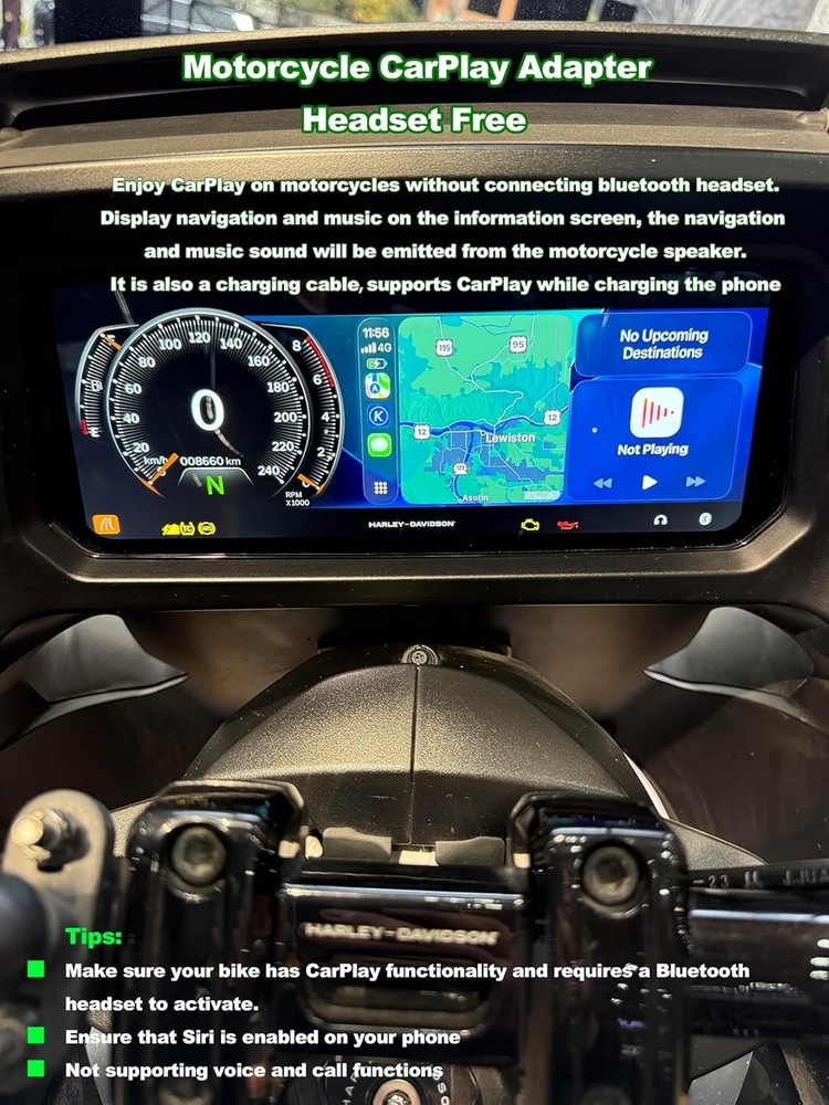 Motorcycle CarPlay Adapter for Bluetooth Bypass & Charging – USB-C Connection