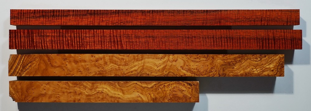 Premium Stabilized Fiddleback Koa and Olive Burl Turning Squares KCOB1 1 thru 4