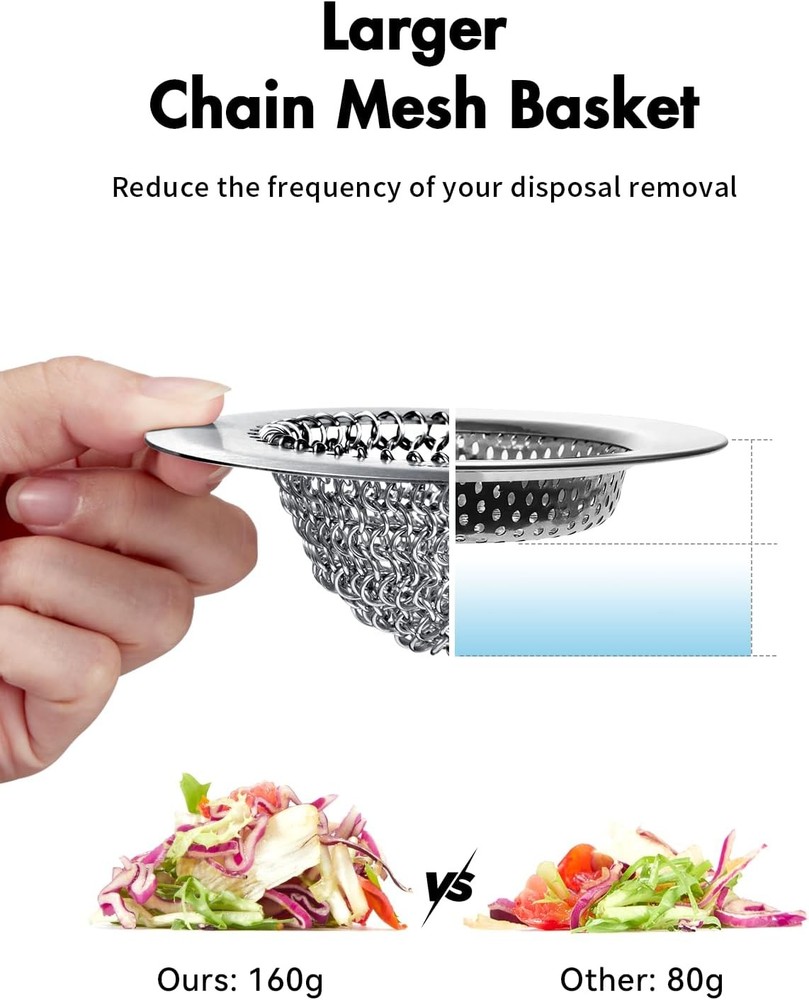 Kitchen sink drain filter with reversible chain mesh