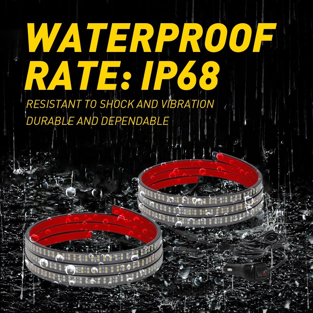 2pcs 60" Running Board Step Strips Bar LED Strobe Lights & White Amber