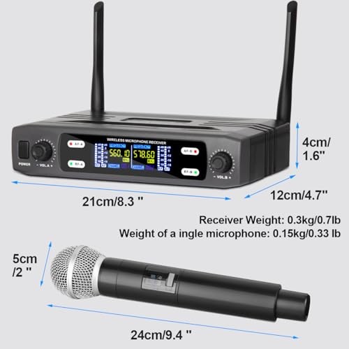 Wireless Microphone System, VHF Fixed Dual Frequency Wireless Set with 2