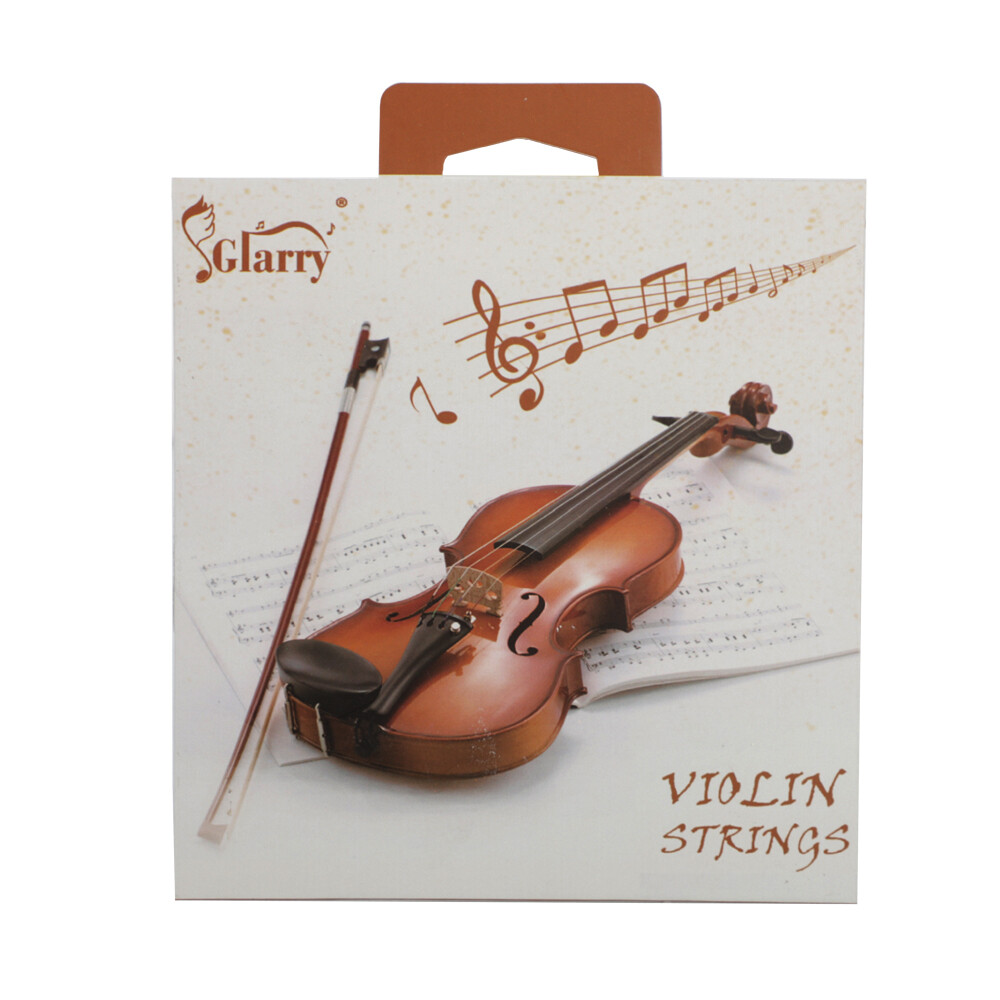 Glarry Nickel Silver Wound E/A/D/G Violin String Set for Size 3/4 4/4 Silver