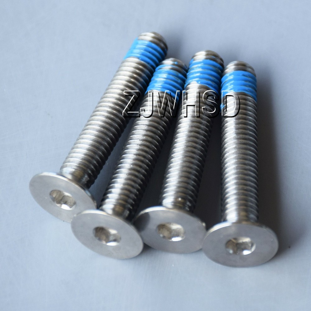 4pcs M6 x 35 Ti Titanium Screw Bolt Allen hex Socket Flat head with ThreadLocker
