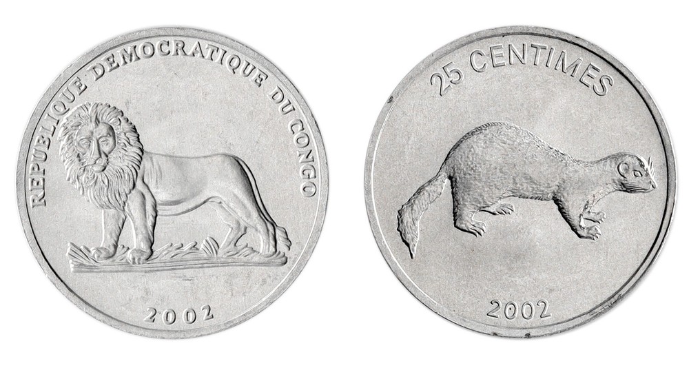 Congo Democratic Republic 25 Centimes, 2002, KM #76, Mint, Commemorative